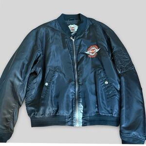 Harley Davidson Flight Bomber Jacket MA-1 Black Logo 2XL XXL‎